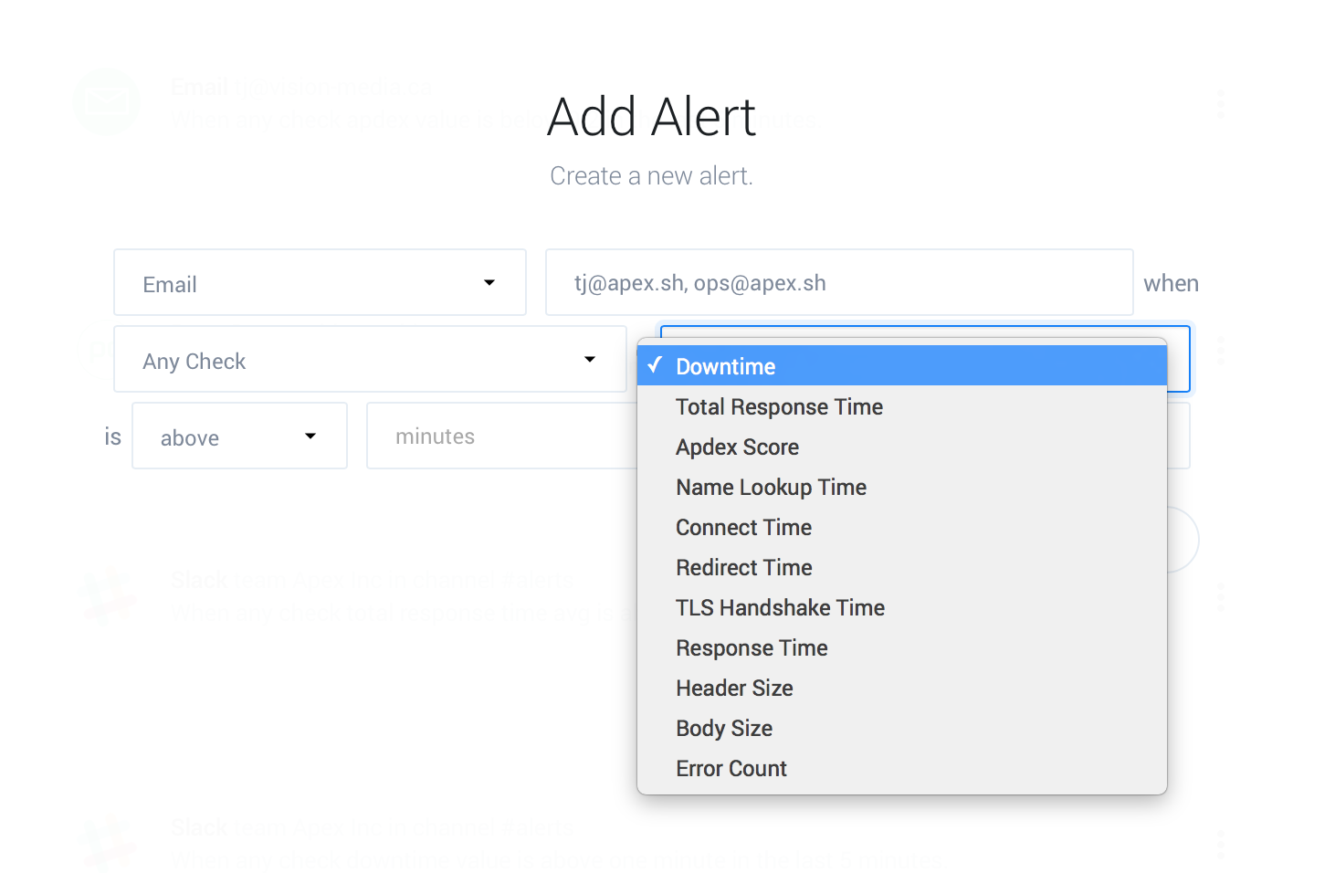 Downtime and response time metrics